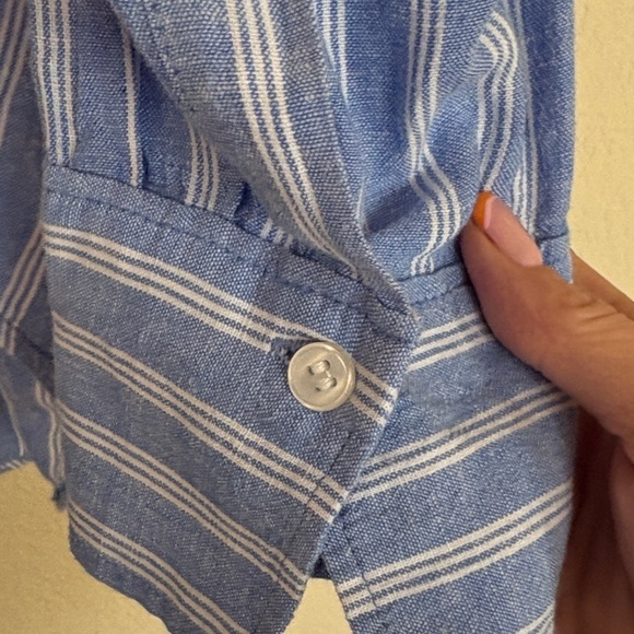 H&M Blue and White Vertical Stripe Button-Down Shirt - Picture 7 of 8